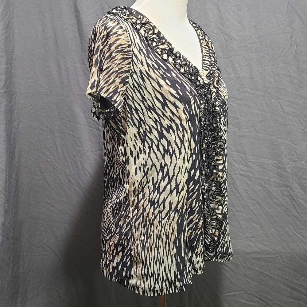 212 Collection Abstract Print Ruffled Top - Picture 5 of 7
